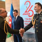 Ambassador Nasimi Aghayev and Colonel Ahmad Gafarov welcoming guests – Picture by Embassy of Azerbaijan in Germany